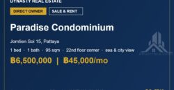 Paradise Condominium Jomtien 1-Bed Condo for Sale & Rent