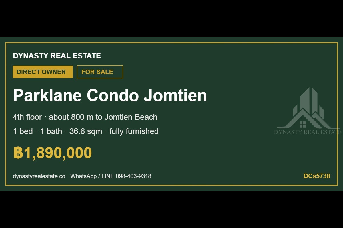 Parklane condo jomtien 1-bed condo for sale, 4th floor