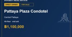 Pattaya Plaza Condotel End-Unit Condo for Sale, Central Pattaya