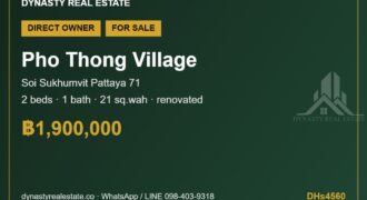 Pho thong village 2-bed townhouse for sale, pattaya