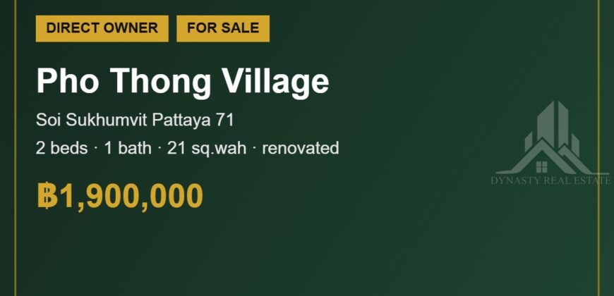 Pho Thong Village 2-Bed Townhouse for Sale, Pattaya