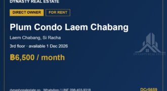 Plum condo laem chabang condo for rent, 3rd floor