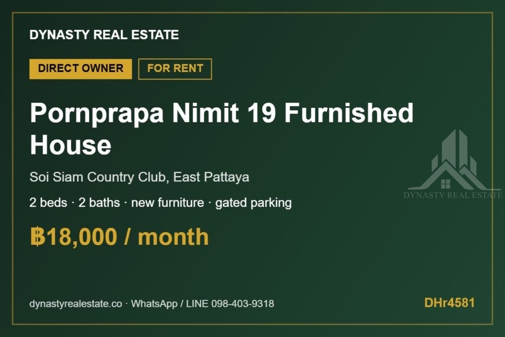 Pornprapa Nimit 19 Furnished 2-Bed House For Rent, Pattaya For Sale In Pattaya Pornprapa nimit 19 furnished 2-bed house for rent, pattaya