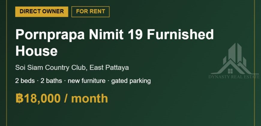 Pornprapa Nimit 19 Furnished 2-Bed House for Rent, Pattaya
