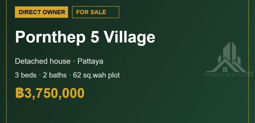 Pornthep 5 Village 3-Bed House for Sale, Pattaya