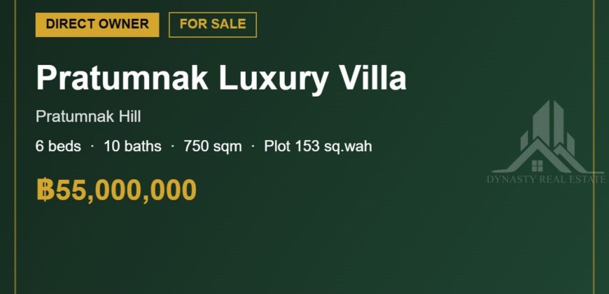 Pratumnak 6-Bed Luxury Villa near the Beach for Sale