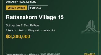 Rattanakorn village 15 2-bed corner house for sale, pattaya