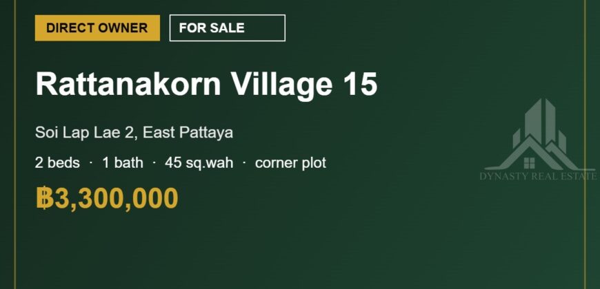 Rattanakorn Village 15 2-Bed Corner House for Sale, Pattaya