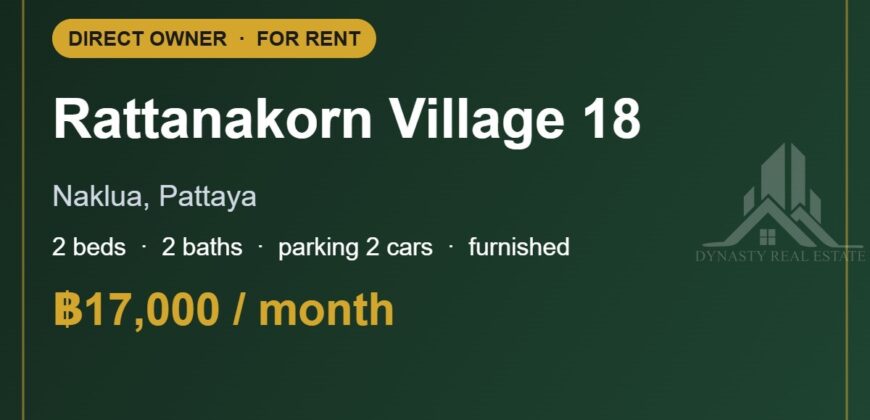Rattanakorn Village 18 Naklua 2-Bed House for Rent