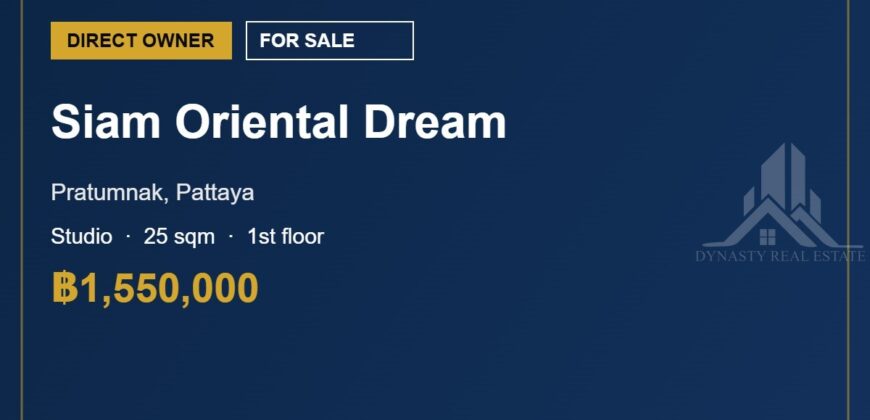 Siam Oriental Dream Pratumnak Studio Condo for Sale