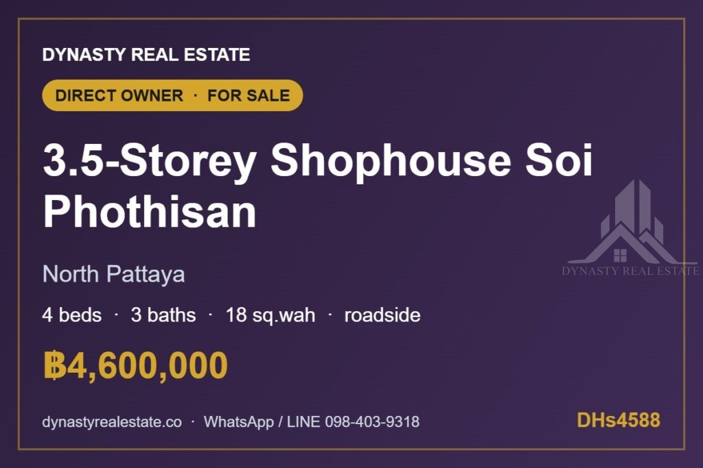 Soi phothisan north pattaya 3 5-storey shophouse 4-bed town house for sale