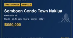 Somboon Condo Town Naklua Corner Studio for Sale Somboon Condo Town Naklua Corner Studio for Sale