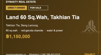 Takhian tia 60 sq. Wah land plot for sale, bang lamung