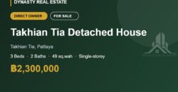 Takhian Tia 3-Bed Single-Storey House for Sale, Pattaya