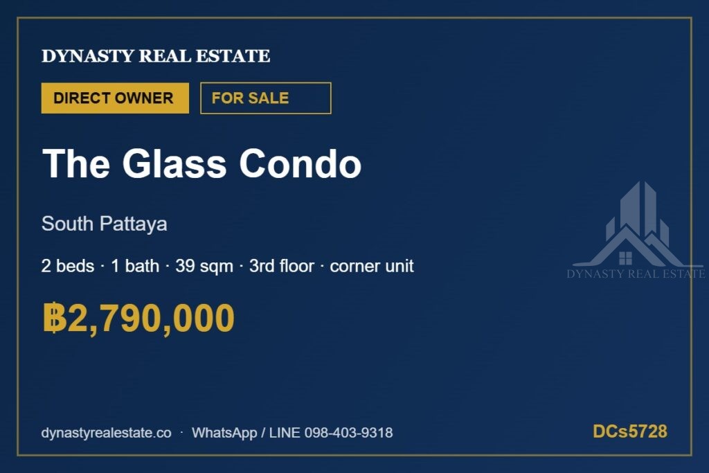 The glass condo south pattaya 2-bed corner condo for sale