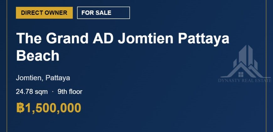 The Grand AD Jomtien Pattaya Beach Condo for Sale, 9th Floor