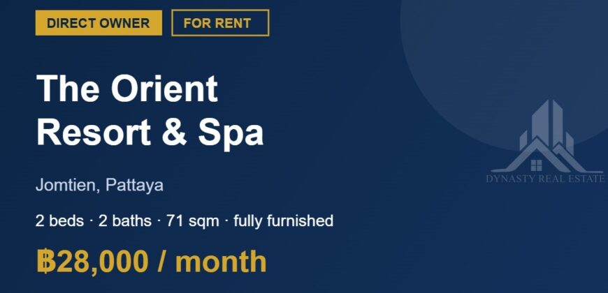 The Orient Resort & Spa Jomtien 2-Bed Condo for Rent