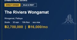 The Riviera Wongamat Studio Sea View Condo for Sale & Rent