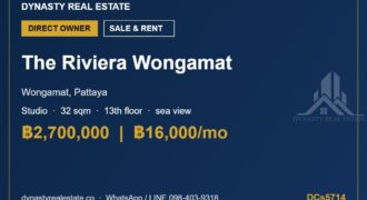 The riviera wongamat studio sea view condo for sale & rent