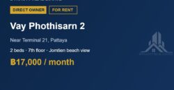 Vay Phothisarn 2 2-Bed Condo for Rent, Pattaya