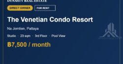 Venetian Condo Resort Na Jomtien Studio for Rent