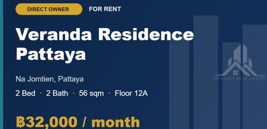 Veranda Residence Na Jomtien 2-Bed Condo for Rent