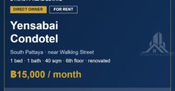 Yensabai Condotel South Pattaya 1-Bed Condo for Rent