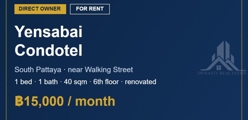 Yensabai Condotel South Pattaya 1-Bed Condo for Rent